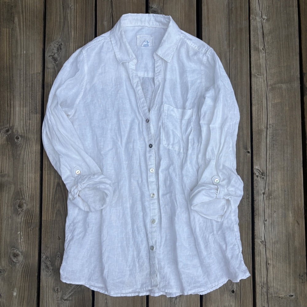 Sigrid Olsen 100% Linen Button Down Shirt